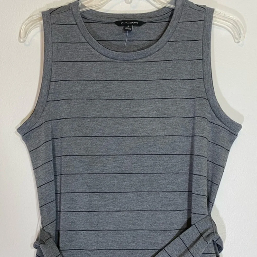 Nwt Dress Banana Republic Maxi Tank Dress Striped Midi Sleeveless Stretch Gray - Picture 4 of 14